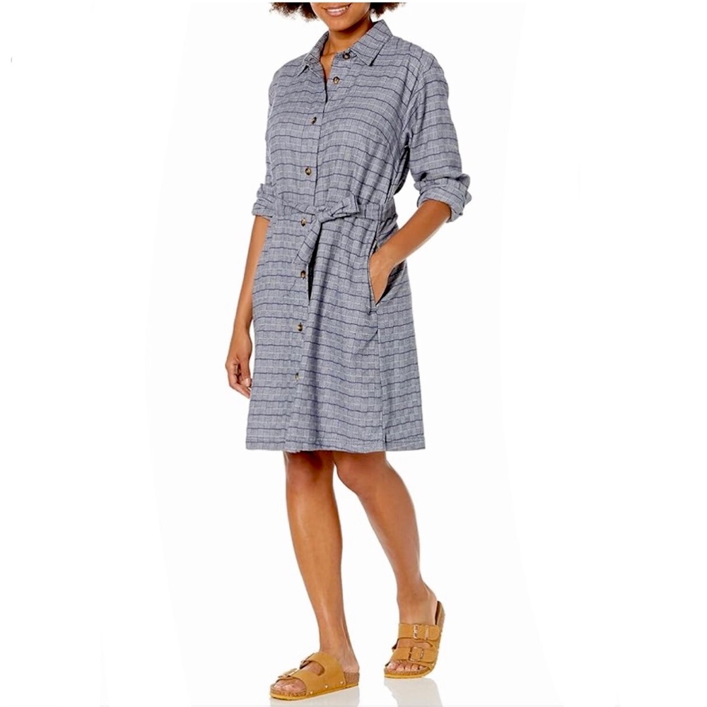 Columbia Dress Size XS Blue Plaid Lightweight Flannel Holly Hideaway Belted New